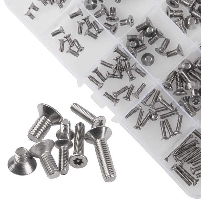 Rrina 150Pcs 304 Stainless Steel Flat Head Torx Security Machine