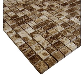 Dark Emperador Marble 5/8x5/8 Mosaic Wall Floor Tile Polished for Bathroom Shower, Kitchen Backsplash, Accent Decor