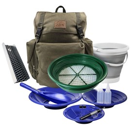 ASR Outdoor Gold Panning Backpack Kit Collapsible Bucket Prospecting Tools 13pc