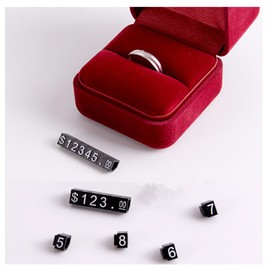 Wanfoou 50 Sets Adjustable Price Display Cube Tag, Removable Mini Cube Dollar Tag With Number Letter Pricing Label Stand Block Kit for Shop Counter (White on Black)