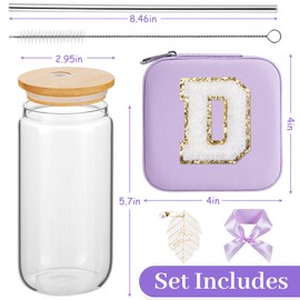 AYGXU Graduation gifts for girls,high school graduation gifts for her,Small Jewelry Travel Case,16oz glass cups with lids and straws,Graduation Travel Essentials,Initial D purple