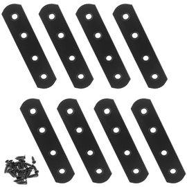 Jiozermi 8 Pcs Straight Brace, Flat Brace 3.9” x 0.8”, Stainless Steel Straight Bracket, Mending Joining Plates for Wood, Board, Bed Frame, Furniture & Shelves, Matte Black