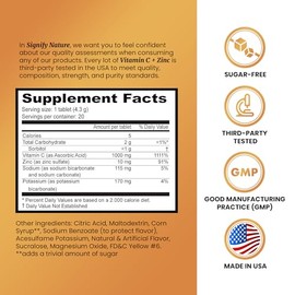 SIGNIFY NATURE Vitamin C 1000mg Effervescent Tablets - Potent Immune Support VIT C with Zinc Supplement - Sugar-Free & Vegan Formula | Dissolvable Vit