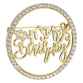Birthday Pin for Women, It's My Birthday Pins, Metal Pin Rhinestone Queen Crown Brooch Pins for Women for Wedding Party Birthdays Celebrations Gifts