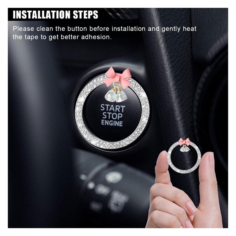 Bling Diamond Car Engine Start Stop Button Decoration Ring, Crystal