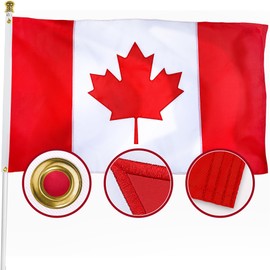 XIFAN Premium Embroidered Canada Canadian Flag 3x5 Outdoor, Double Sided Heavy Duty 210D Nylon Canadian National Country Flags, with Sewn Stripes 4 Stitch Hemming, Vibrant Print Brass Grommets