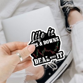 3 Pcs Life is Ups and Downs Day Trader Stock & Forex Trading Sticker Day Trader Forex Trading Chart Stock Trading Accessories Stickers Gift Laptop Bottle Phone Car Helmet Hard Hat Gifts 3" (F1)