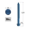1/4" x 2-3/4" Concrete Screws, 50 PCS Blue Hex Washer