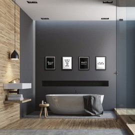 VON STEINEICH® Bathroom Picture Set [4 Pieces] - Beautiful Decorative Pictures in Black & White - Perfect Fit for DIN A4 Picture Frames (Bathroom)
