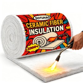 DOTUHAO Ceramic Fiber Insulation, 24"x12"x0.5" Thick Fireproof Insulation Blanket, 2300F High Temperature Insulations for Wood Stove Baffle, Fireplaces, Kilns, Forges, Pizza Ovens(24"x12"x0.5")