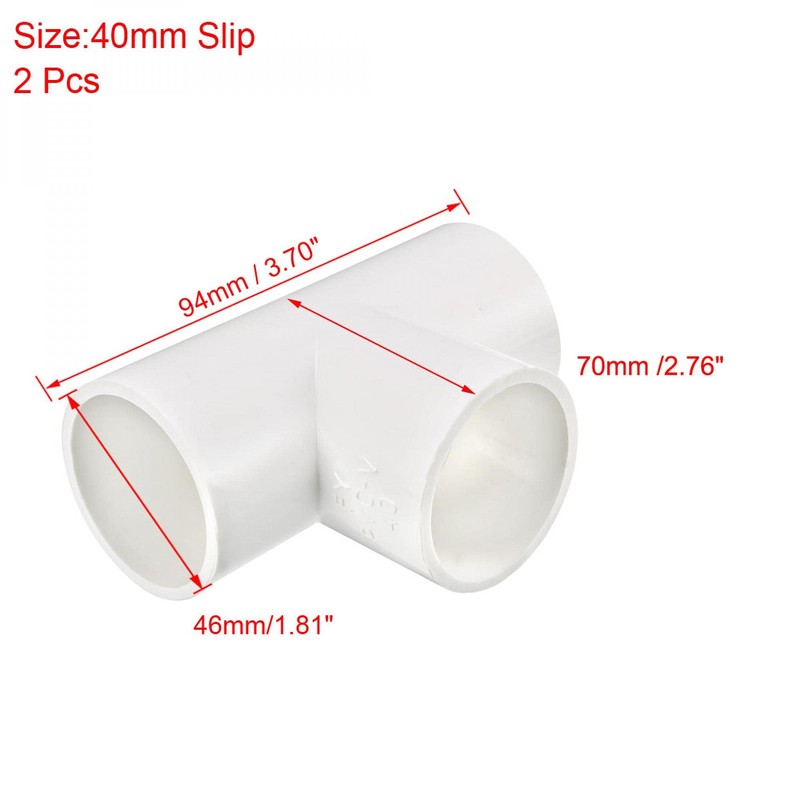 sourcing map 40mm Slip Tee PVC Pipe Fitting, T-Shaped Coupling