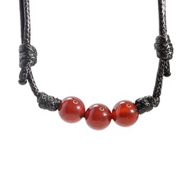 Carnelian Gemstone Beads Pendant Knotted Necklace with Adjustable Wax Nylon Cord - Unisex Beaded choker Men Women, Adjustable - opens from 16" to 32" inches, Gemstone, carnelian