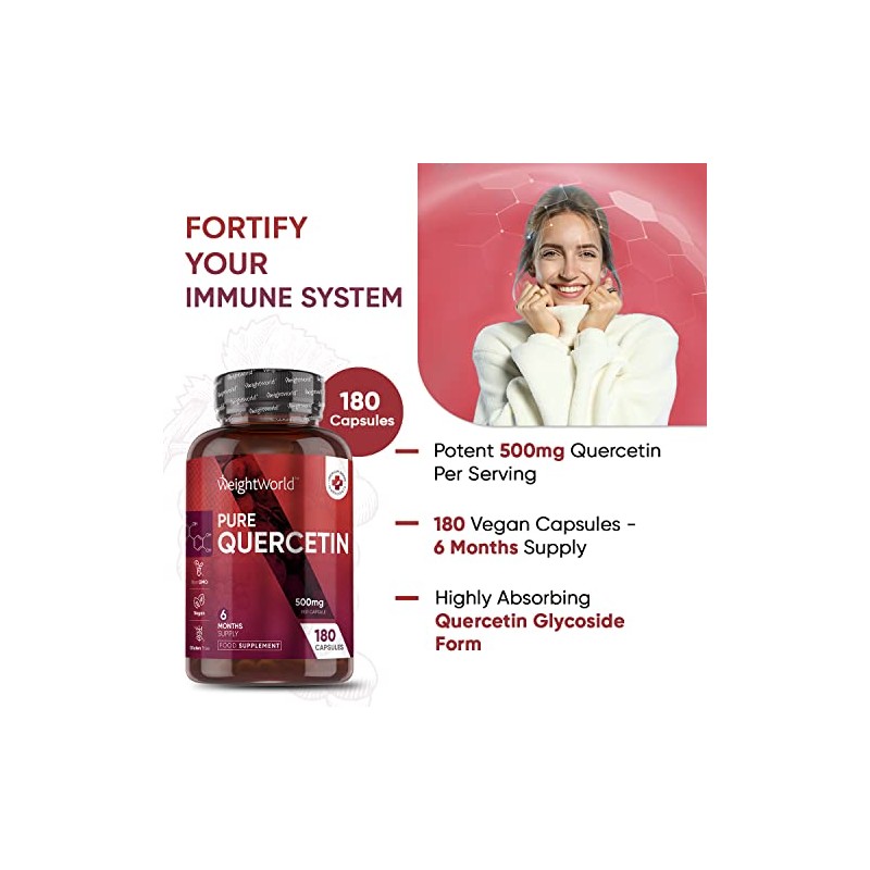 Pure Quercetin 1000mg - 180 Vegan Quercetin Powder Capsules (2