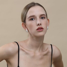 Apsvo Chunky Small Silver Hoop Earrings for Women, Dupes Earrings Lightweight Waterdrop Hollow Open Hoops, Hypoallergenic Gold Plated Earrings Fashion Trendy Jewelry