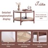 Tiita Tiita Rattan Coffee Table, Large Round End Table, 27.6 Inch Modern Side Table, Living Room Side Table, Glass Sofa End Table for Balcony and Office Outdoor/Indoor (Walnut)