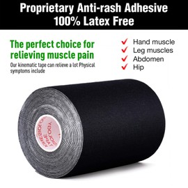 Kinesiology Tape Set, Elastic Tape 5 cm / 7.5 cm / 10 cm x 5 m, Sports Muscles Centre Fitness Band (Black, 10 cm x 5 m)