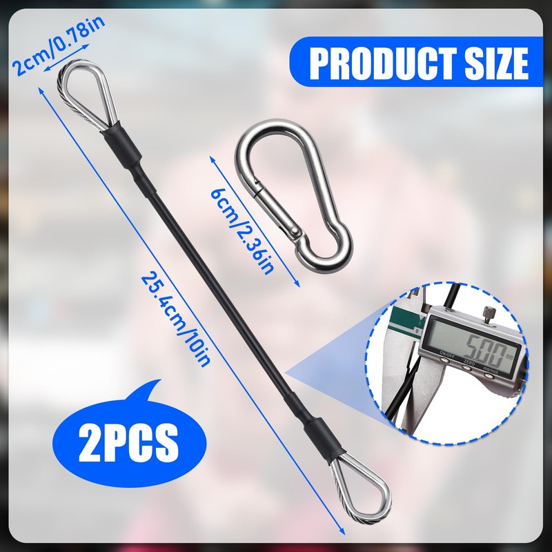 TOBWOLF 2PCS 10" Gym Extension Cable, Fitness Extension Rope Attachments