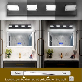 SOLFART LED Vanity Lights Bundle 9660-3 and 9608-4 Modern Black Bathroom Vanity Lights