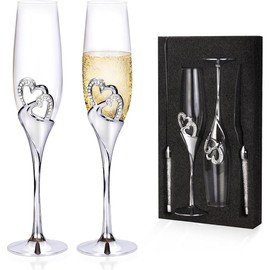 Juego de Cuchillo para Pastel Y Copas de Champán, Flauta de Champán Y Cuchillo para Pastel, Juego de Flauta de Champán Y Cuchillo para Pastel de 4 Piezas para Fiesta de Aniversario de Boda - Xiang Bin