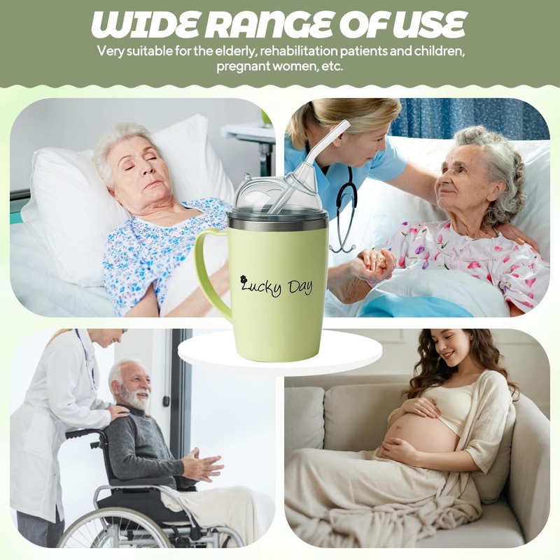 350ml Adult Sippy Cups, 3-in-1 Beakers for Elderly with 30cm
