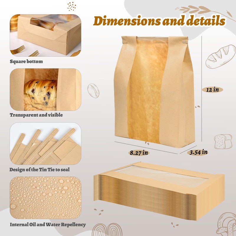 NPLUX 50 Pack Sourdough Bread Bags for Homemade Bread with