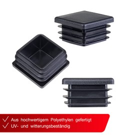 LouMaxx Lamellar Plugs 40 x 40 mm - Pipe Cover Black Plugs for Square Tube 40 x 40 mm - Square Pipe Plugs Made of Robust Plastic - Post Caps for Perfect Protection as Cover Cap