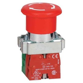 E-Stop Push Button, Non-Ill, 22mm, 1NO/1NC