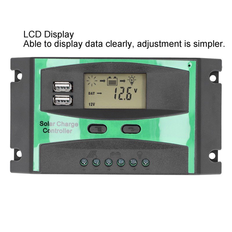 Solar Charge Controller Photovoltaic Discharge PWM Control Regulator 12‑24V 30A