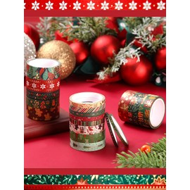 PBM MERRY CHRISTMAS Masking Tape Set, 21 Rolls, Christmas Pattern, Roll, Decoration, Wrapping, Gift, Decoration, Colorful, Glitter, Fashionable, Patterned Tape, Design Maste, Christmas Tree, Fir Tree, Fir Tree,