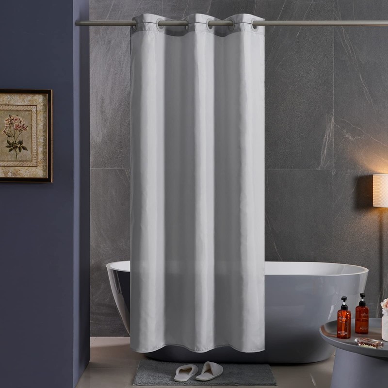 Furlinic Grey Shower Curtain Mould Proof Resistantand Waterproof Washable Extra