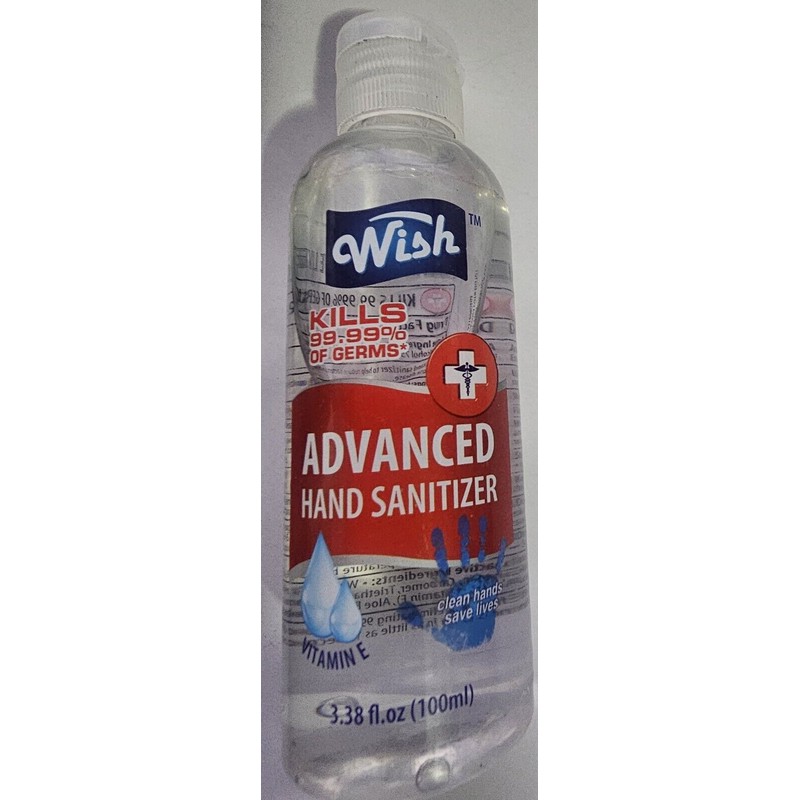 Wish Advance Hand Sanitizer Antiviral Antibacterial 3.38oz Pocket Size Vitamin