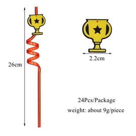 Pack of 24 Football Plastic Curly Straws for Children, Reusable Colourful Straws with Football Cartoon Design, Drinking Straws Suitable for Club, Birthday Party etc