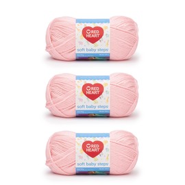 Red Heart Soft Baby Steps - Hilo rosa para bebé, paquete de 3 unidades de 141 g/5 oz, acrílico, 4 medianos (peinado), 256 yardas, tejer/ganchillo