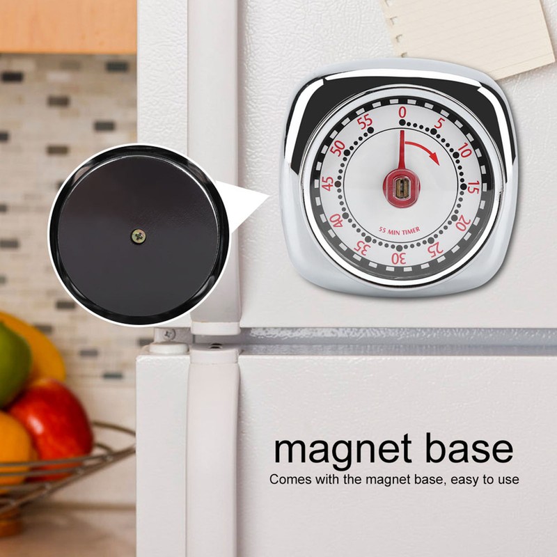 Stainless Steel Kitchen Timer Reminder with Magnet Base for Cooking