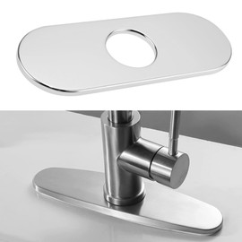 Briny River 2Pcs Kitchen Sink Faucet Hole Cover 304 Stainless Steel Sink Decorative Cover Tap Deck for 1 or 3 Hole Kitchen 160x35x6mm Plating