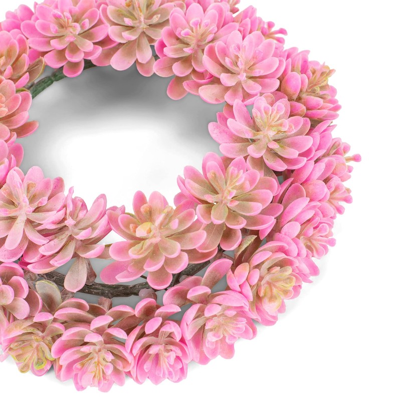 Boston International Decorative Front Door/Wall Wreath, Pink Succulent