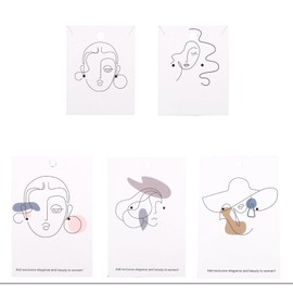 Pack of 100 Earring Display Cards, Coated Paper Earring Necklace Display Card Holder, Necklace Display Cards for Jewellery Display, Random Pattern (White)