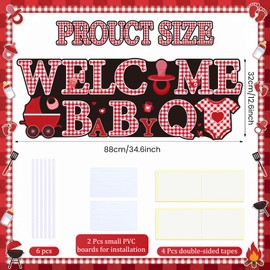 Welcome Baby Yard Sign Decorations Baby Q Baby Shower Yard Sign with Stakes BBQ Style Gender Reveal Lawn Sign for Picnic Barbecue Themed Newborn Announcement Garden Outdoor Decor (Red)