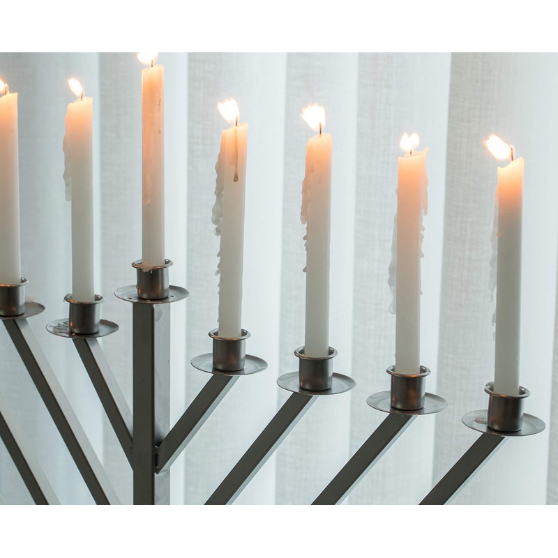 Vintiquewise Large Metal Silver Coated Hanukkah Menorah 3 Ft. for