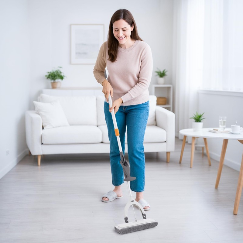 Superio Miracle Microfiber Self-Wringing Flat Mop with Telescopic Handle &