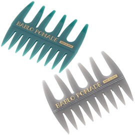 BABLO POMADE Mesh Comb (Gray and Green), Grooming Comb for Men, Coarse Teeth, Barber, Set of 2 Colors