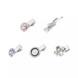 5PCS Mini Hair Clips Colored Crystal Stone Small Clip Exquisite Accessories Sweet Bangs Decorative B