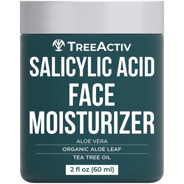 TreeActiv Salicylic Acid Face Moisturizer, 2 fl oz, Acne Treatment Face Cream for Oily Skin with and Tea Tree Oil, For Teens and Adults with Acne Prone Skin and Cystic Acne, 90 Day Supply