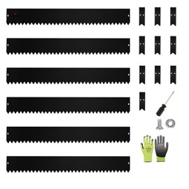 A ANLEOLIFE 6 Pack 40" LX 6" H Galvanized Steel Garden Landscape Edging, Hammer-in Metal Black Powder Coated Bendable Lawn Border with Gloves and 10 Stakes (20FT Total) (6 inch Tall, Black)
