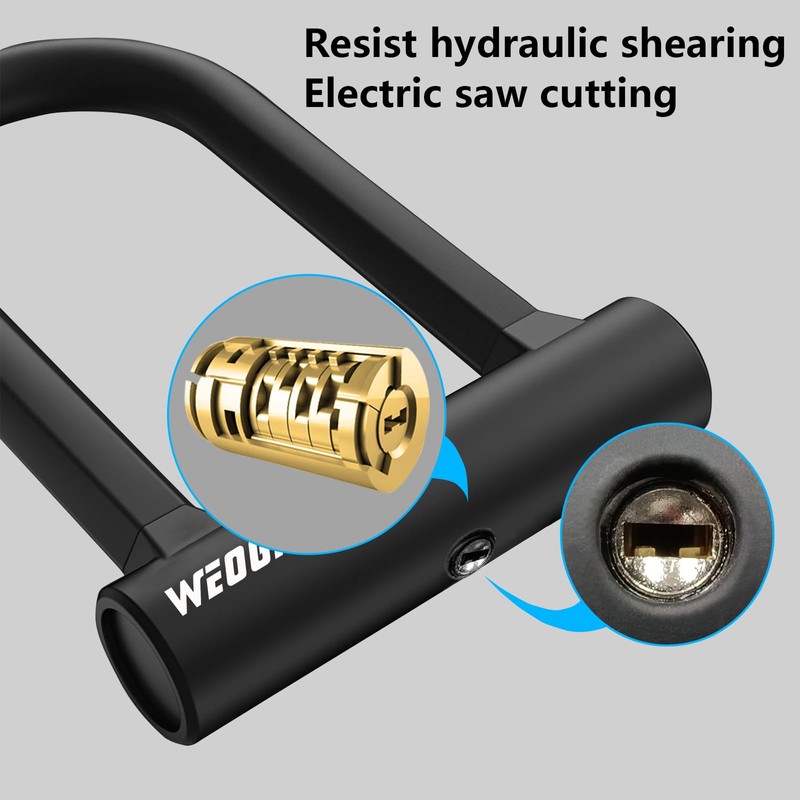 Bike U Lock with 5ft Security Cable 17mm Shackle, Bike