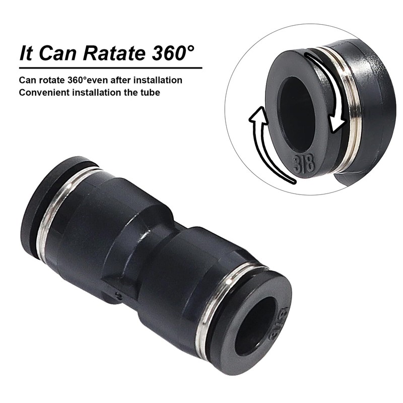 LokoCar Quick Connect Pneumatic Fitting Fits For 3/8 OD Push