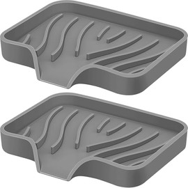 Jabonera de silicona con desagüe, bandeja de jabón de cocina para ducha, paquete de 2 jaboneras autodrenables, soporte de jabón suave para fregadero d