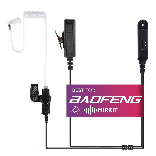 Mirkit Headset Covert Acoustic Tube Radio Earpiece with Mic for
