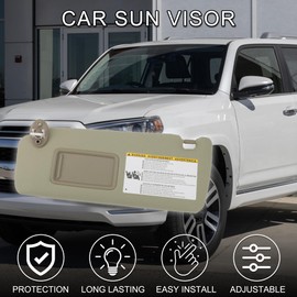 TUCKBOLD Left Driver Side Car Sun Visor with Mirror for Toyota 4Runner 2010-2023 Practical No.74320-35A91-E1 Sun Visor Assembly Beige 1 Pcs