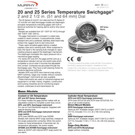 Murphy by Enovation Controls 20T-250-12-1/2 Temperature Swichgage (10702046)
